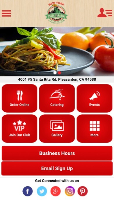 Emulate iPhone app NY Pizza And Pasta Pleasanton using MyAndroid