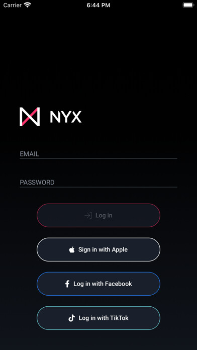 Emulate iPhone app Nyx - nightlife platform using MyAndroid