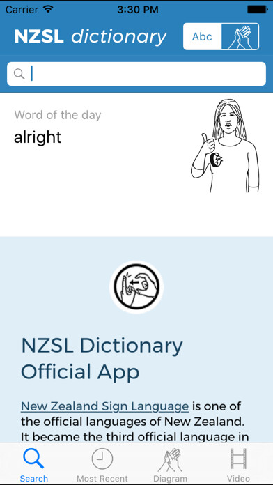 Emulate iPhone app NZSL Dictionary using MyAndroid