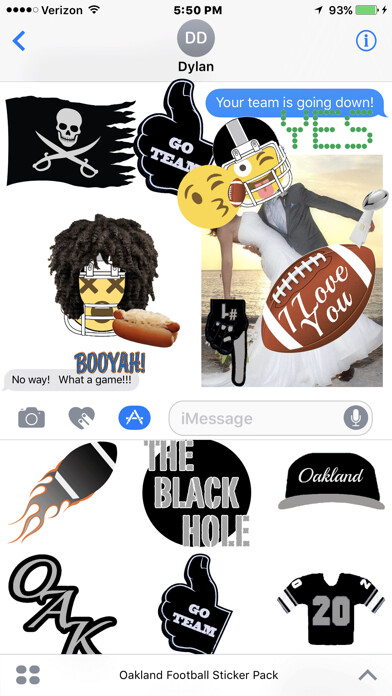 Emulate iPhone app Oakland Football Sticker Pack using MyAndroid