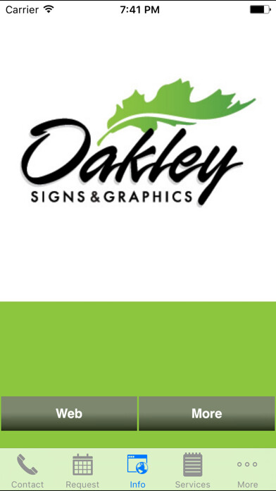 Emulate iPhone app Oakley Signs & Graphics using MyAndroid