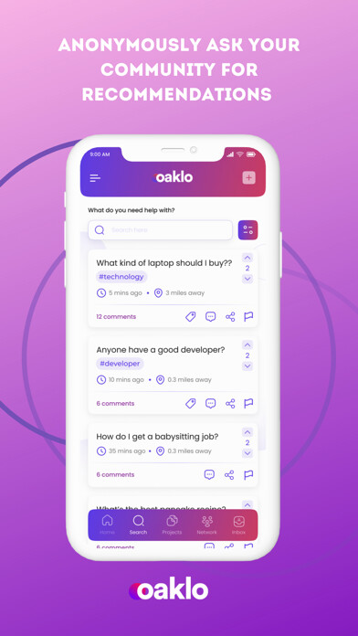 Emulate iPhone app Oaklo: Share Recommendations using MyAndroid