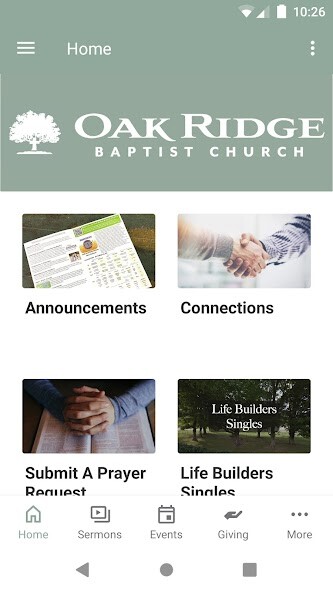 Run android online APK Oak Ridge Baptist Church, Inc from MyAndroid or emulate Oak Ridge Baptist Church, Inc using MyAndroid