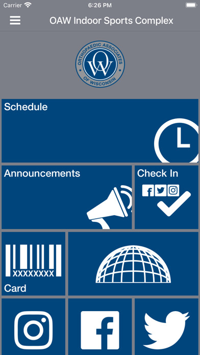 Emulate iPhone app OAW Indoor Sports Complex using MyAndroid