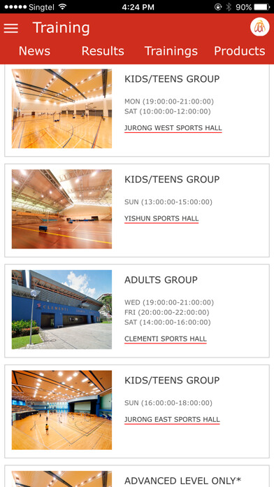 Emulate iPhone app OBA Badminton App (New) using MyAndroid