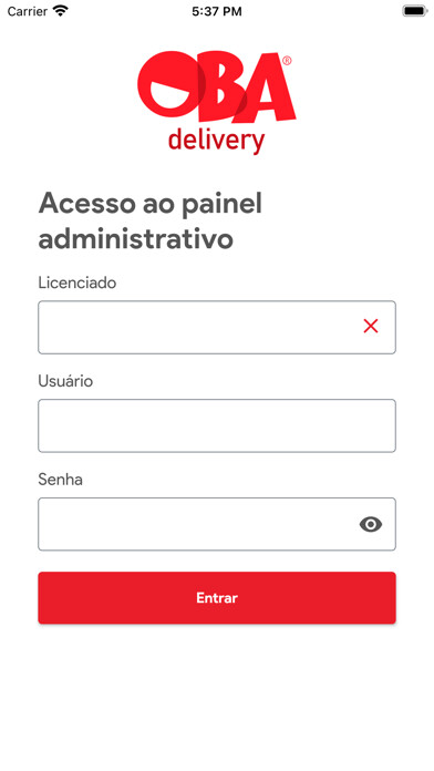 Emulate iPhone app Oba Delivery Empresa using MyAndroid