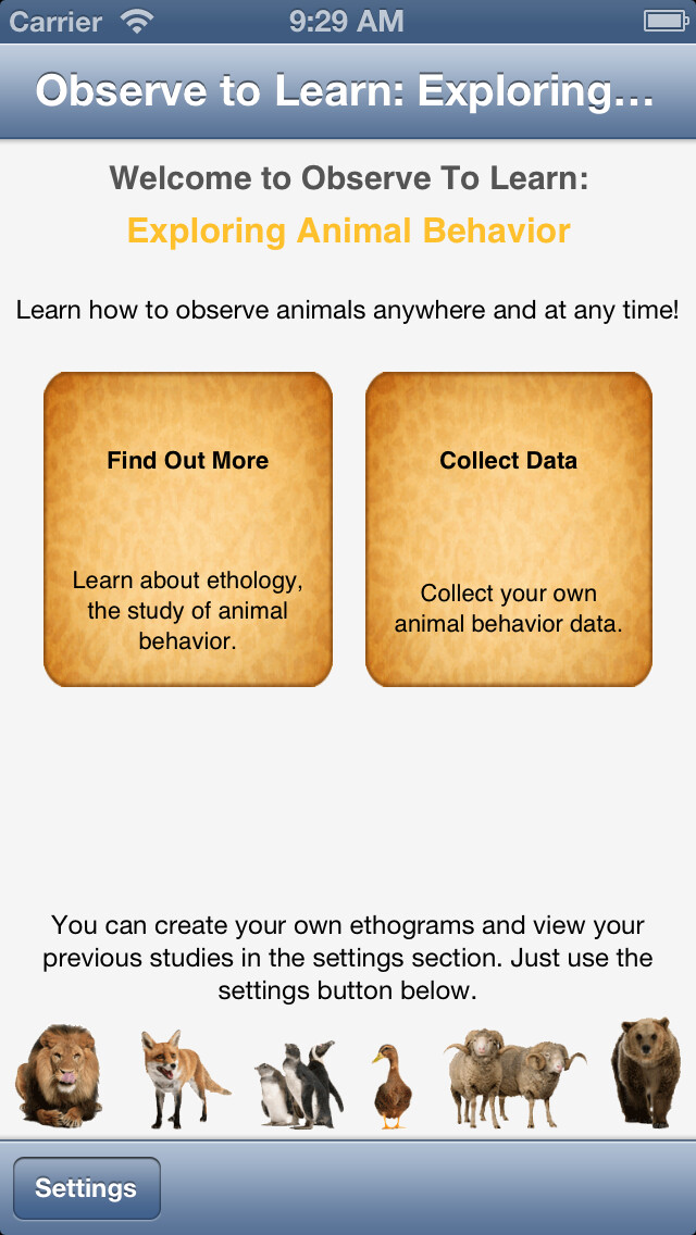 Emulate iPhone app Observe to Learn: Exploring Animal Behavior using MyAndroid Emulate iPhone app Observe to Learn: Exploring Animal Behavior using MyAndroid