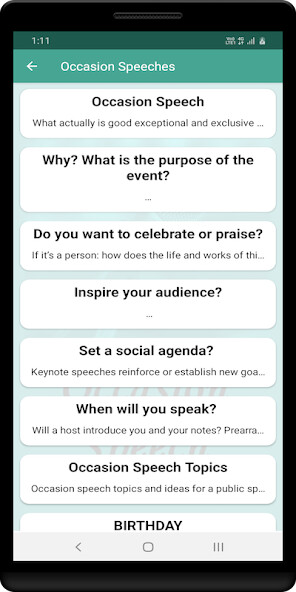 Run android online APK Occasion Speeches from MyAndroid or emulate Occasion Speeches using MyAndroid