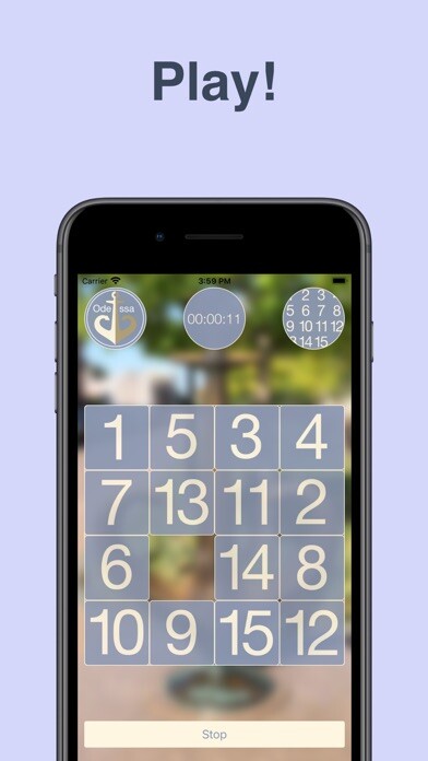 Emulate iPhone app od15ki - Odessa fifteen puzzle using MyAndroid