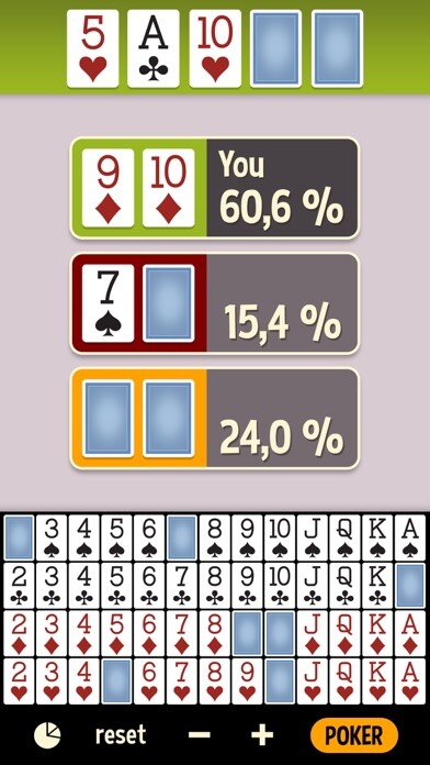 Emulate iPhone app Odds Calculator Poker - Texas Holdem Poker using MyAndroid