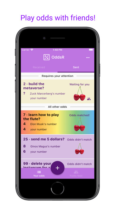 Emulate iPhone app OddsR: The Dare Game using MyAndroid