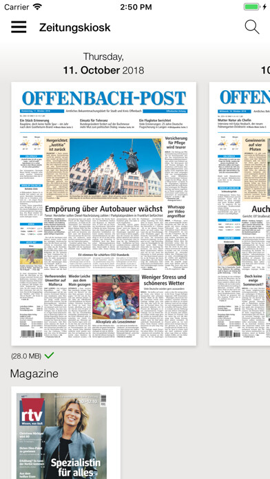 Emulate iPhone app Offenbach-Post E-Paper using MyAndroid Emulate iPhone app Offenbach-Post E-Paper using MyAndroid