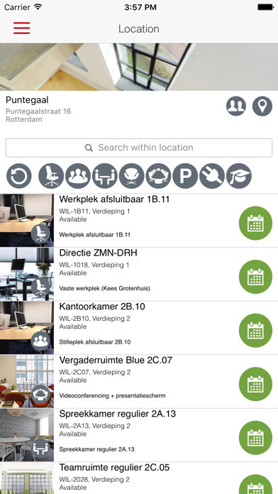 Emulate iPhone app Officebooking blue using MyAndroid