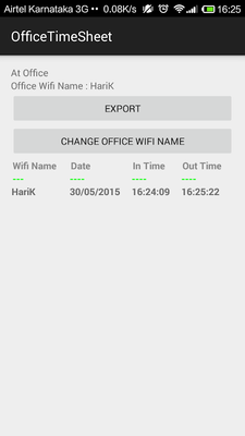 Emulate Android APK Office Wifi Time Sheet