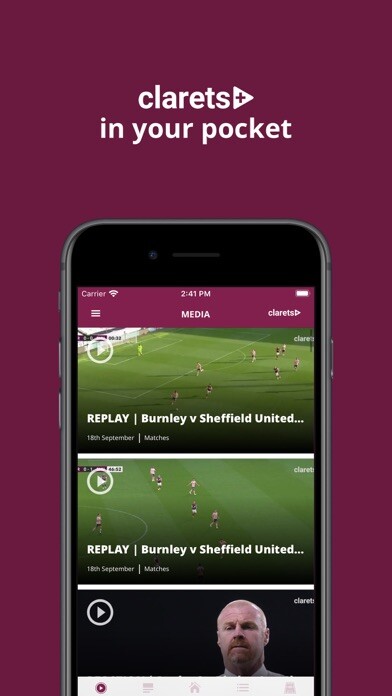 Emulate iPhone app Official Burnley FC App using MyAndroid