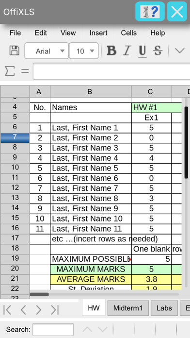 Emulate iPhone app OffiXLS spreadsheet editor using MyAndroid
