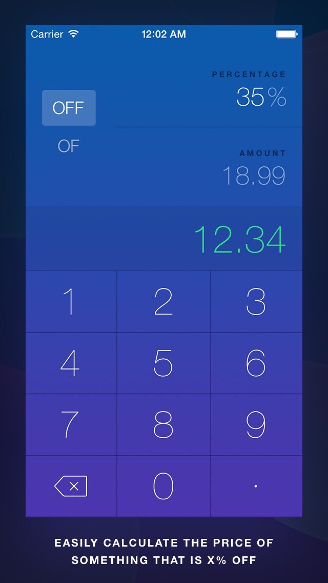 Emulate iPhone app OffOf - Percentage Calculator using MyAndroid Emulate iPhone app OffOf - Percentage Calculator using MyAndroid