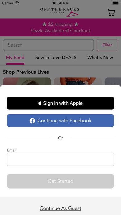 Emulate iPhone app Off the Racks Boutique using MyAndroid