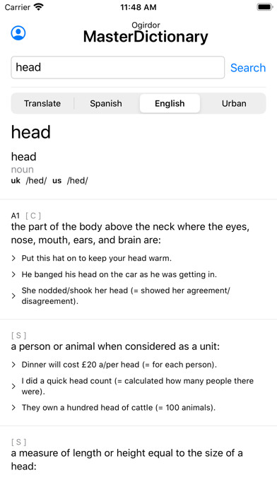 Emulate iPhone app Ogirdor MasterDictionary using MyAndroid