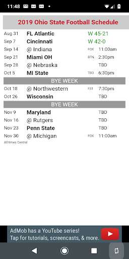 Run android online APK Ohio State Football Schedule from MyAndroid or emulate Ohio State Football Schedule using MyAndroid