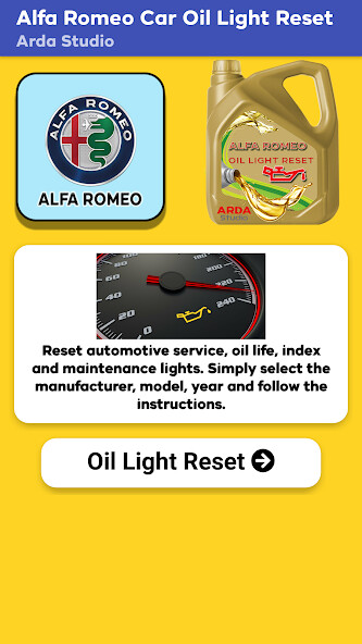 Run android online APK Oil Light Reset Alfa Romeo from MyAndroid or emulate Oil Light Reset Alfa Romeo using MyAndroid