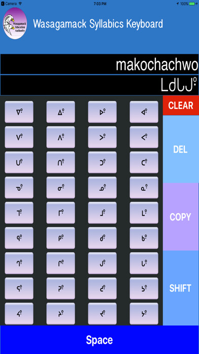 Emulate iPhone app Oji-Cree Syllabics Keyboard using MyAndroid Emulate iPhone app Oji-Cree Syllabics Keyboard using MyAndroid