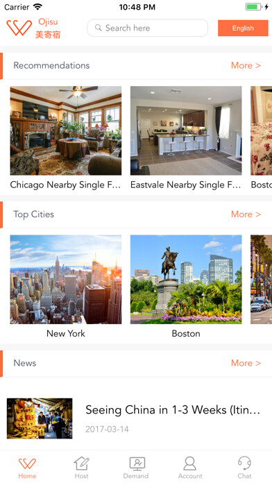 Emulate iPhone app Ojisu - Your next Homestay using MyAndroid