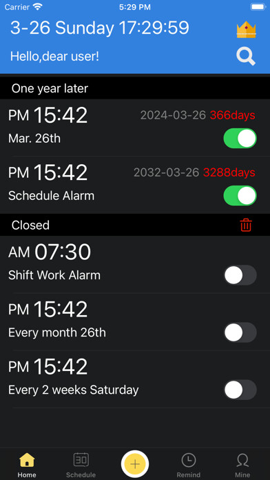 Emulate iPhone app OK Alarm Clock-Remind anything using MyAndroid