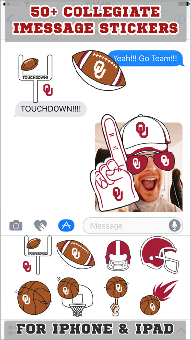 Emulate iPhone app Oklahoma Sooners Stickers PLUS for iMessage using MyAndroid Emulate iPhone app Oklahoma Sooners Stickers PLUS for iMessage using MyAndroid