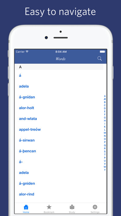 Emulate iPhone app Old English Dictionary -  An Dictionary of Anglo-Saxon using MyAndroid