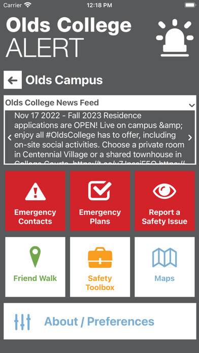 Emulate iPhone app Olds College Alert using MyAndroid Emulate iPhone app Olds College Alert using MyAndroid