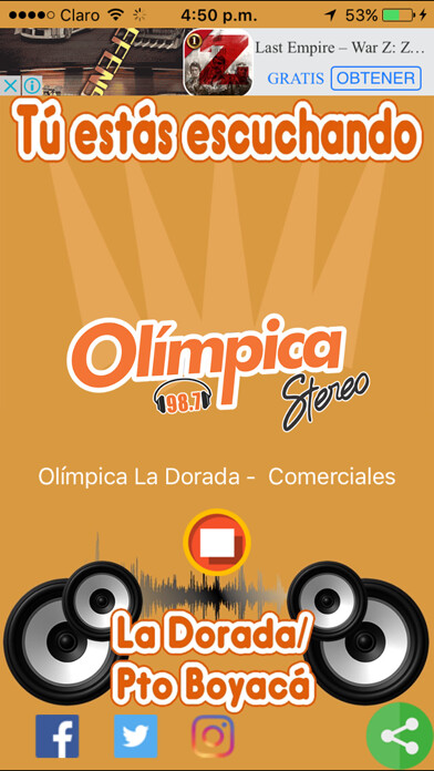 Emulate iPhone app Olimpica La Dorada using MyAndroid