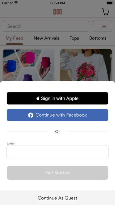 Emulate iPhone app Olive Gold Boutique using MyAndroid