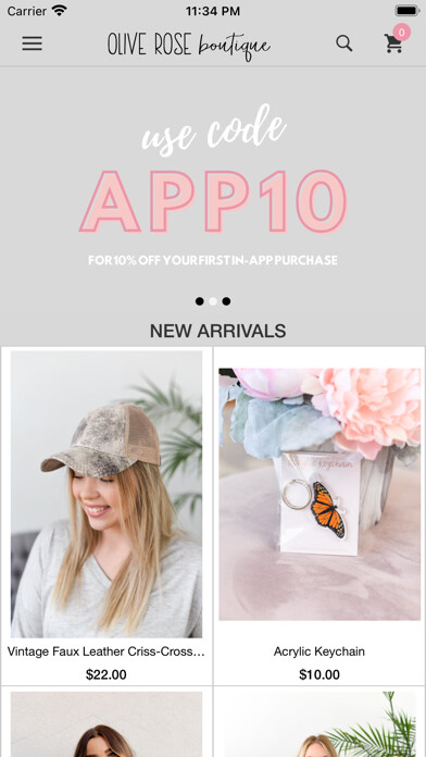 Emulate iPhone app Olive Rose Boutique using MyAndroid