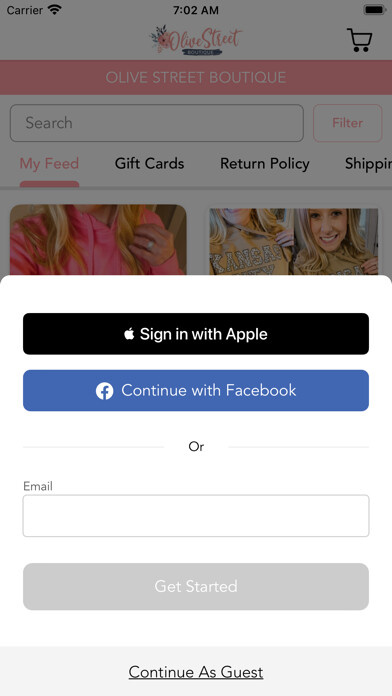 Emulate iPhone app Olive Street Boutique using MyAndroid