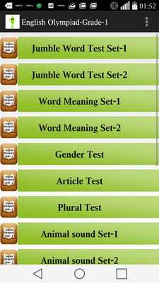 Emulate Android APK Olympiad English Test Grade 1