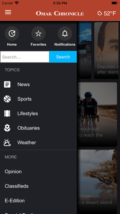 Emulate iPhone app Omak Chronicle using MyAndroid