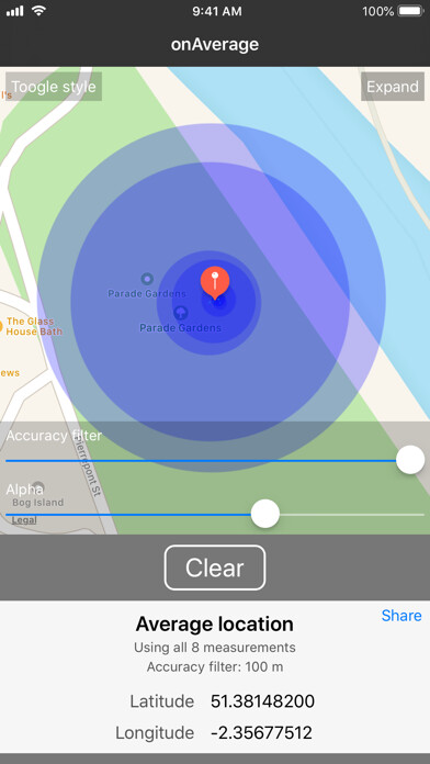 Emulate iPhone app onAverage - GPS Averaging using MyAndroid