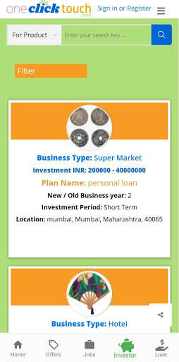 Run android online APK One Click Touch from MyAndroid or emulate One Click Touch using MyAndroid