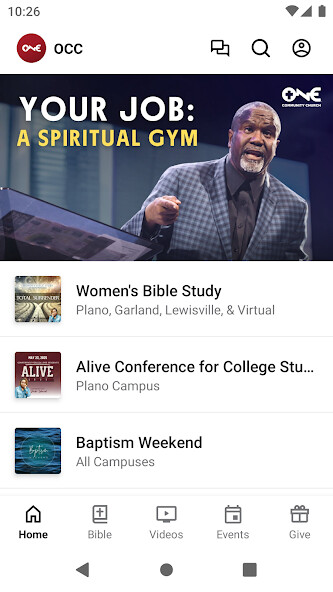 Emulate iPhone app One Community Church Texas using MyAndroid Emulate iPhone app One Community Church Texas using MyAndroid