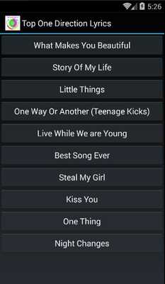 Emulate Android APK One Direction Top Hits Lyrics Emulate Android APK One Direction Top Hits Lyrics