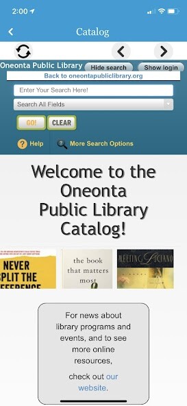 Run android online APK Oneonta Public Library from MyAndroid or emulate Oneonta Public Library using MyAndroid Run android online APK Oneonta Public Library from MyAndroid or emulate Oneonta Public Library using MyAndroid