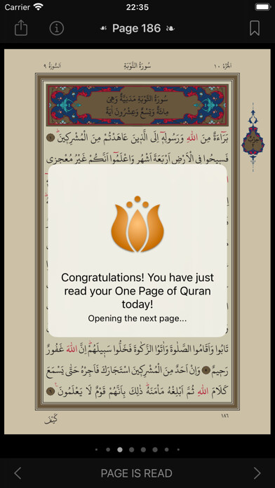 Emulate iPhone app One Page: Read Quran Every Day using MyAndroid