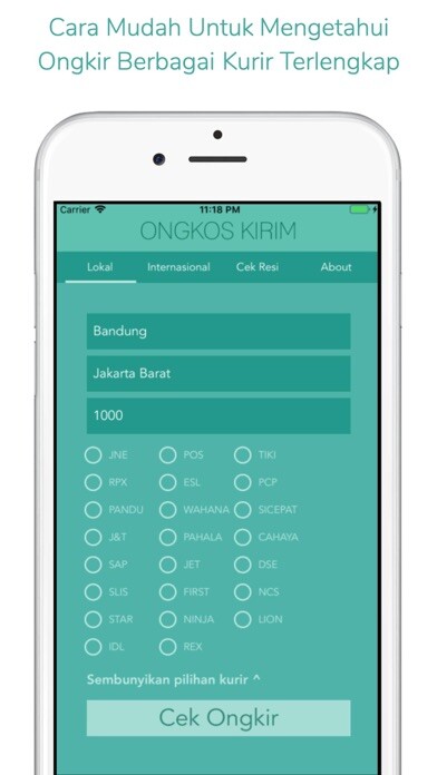 Emulate iPhone app Ongkos Kirim & Cek Resi using MyAndroid Emulate iPhone app Ongkos Kirim & Cek Resi using MyAndroid