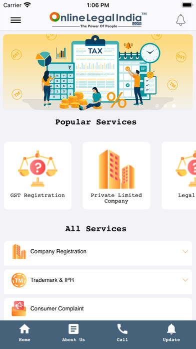 Emulate iPhone app Online Legal India using MyAndroid