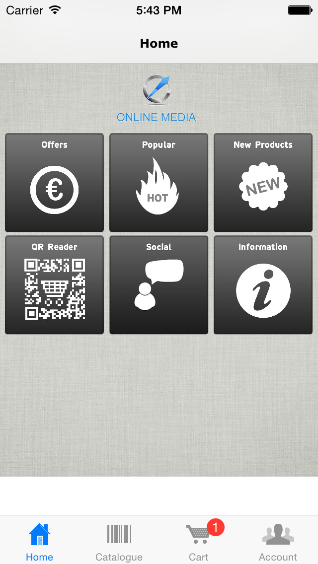 Emulate iPhone app Online Media Shop using MyAndroid
