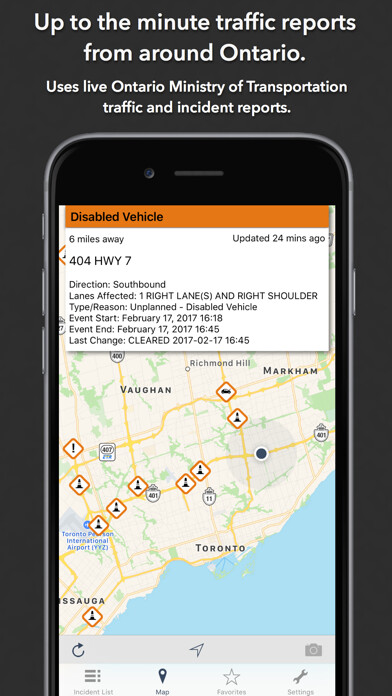 Emulate iPhone app Ontario Roads using MyAndroid