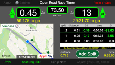 Emulate iPhone app Open Road Race Timer using MyAndroid