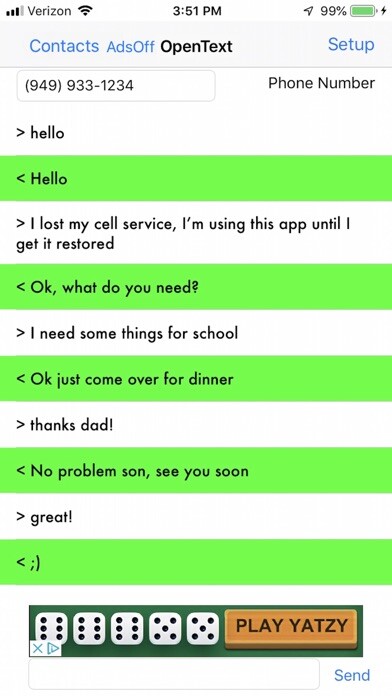 Emulate iPhone app Open Text using MyAndroid