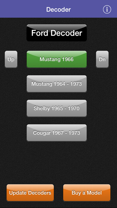 Emulate iPhone app Option Decoder for Ford Classics using MyAndroid